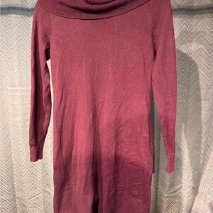 LOFT Burgundy Cowl-Neck Sweater Dress